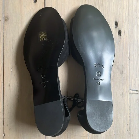 🆕 Longchamp Drawcord Toggle Leather and Suede Sandal in Black. Size 40 - Picture 6 of 9